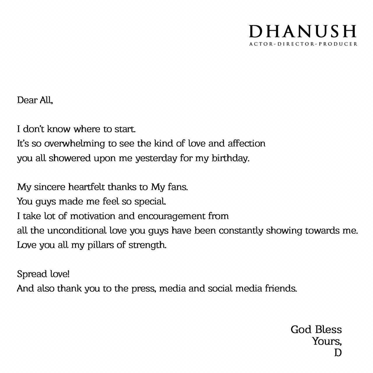 Dhanush note